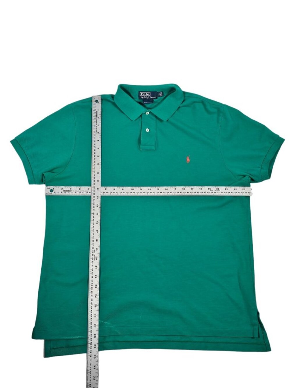 Polo By Ralph Lauren Polo Short Sleeve Shirt XL Green Orange Logo Custom Fit